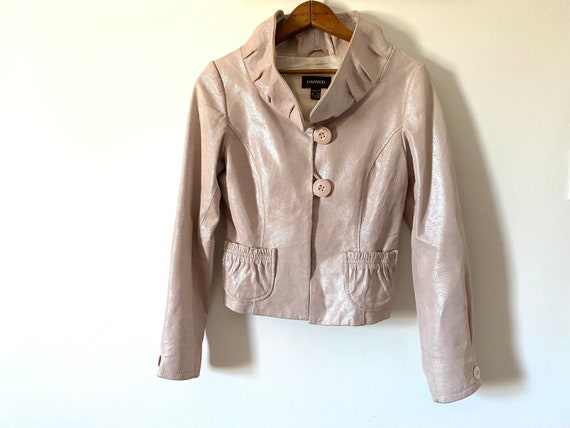 90’s Danier Vintage Shimmery Pink Sueded Leather … - image 1