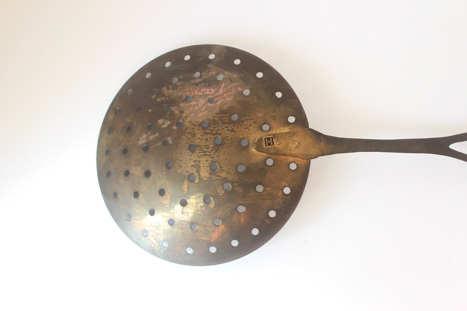 Large Brass Spoon Strainer Spoon With Holes Vintage Etsy
