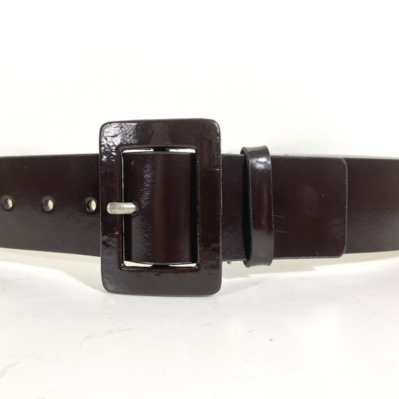 34”-38” Dark Brown Glossy Leather Belt Nine West, Vintage  display picture 2