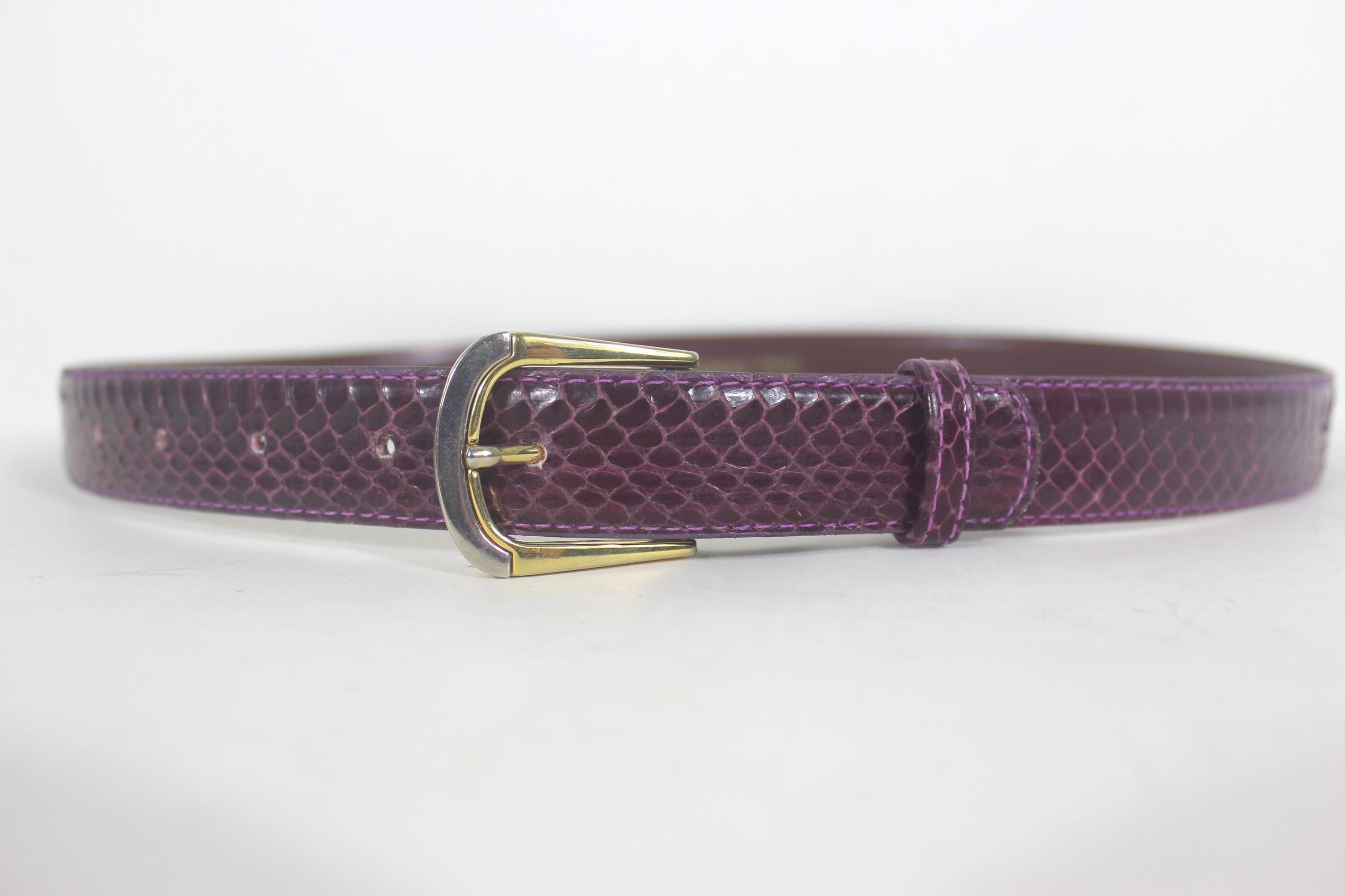Vintage 80’s Purple Leather and Belt With a Black Snakeskin Buckle 27”-31” 80 main image 2
