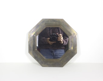 Vintage Moroccan Octagonal Brass Mirror Mid Century Modern