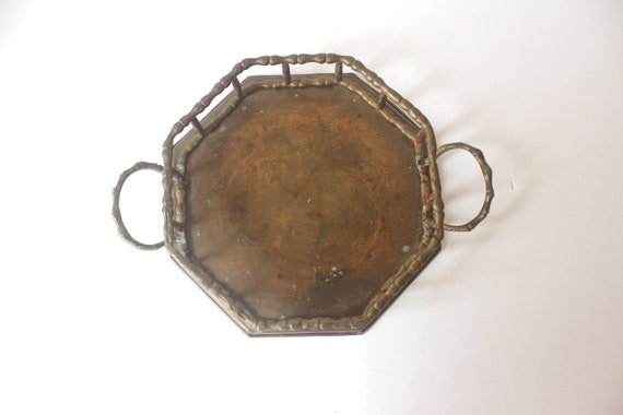 Small Vintage Brass Faux Bamboo Tray, Octagonal Gallery Tray With Edge and  Handles Serving Tray, Drinks Gold With Patina, Chinoiserie -  Canada