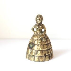 Victorian Lady Vintage Brass Bell, Solid Brass Bell, Front Desk, Office Decor, Shelf Styling Staging, Collector Gift