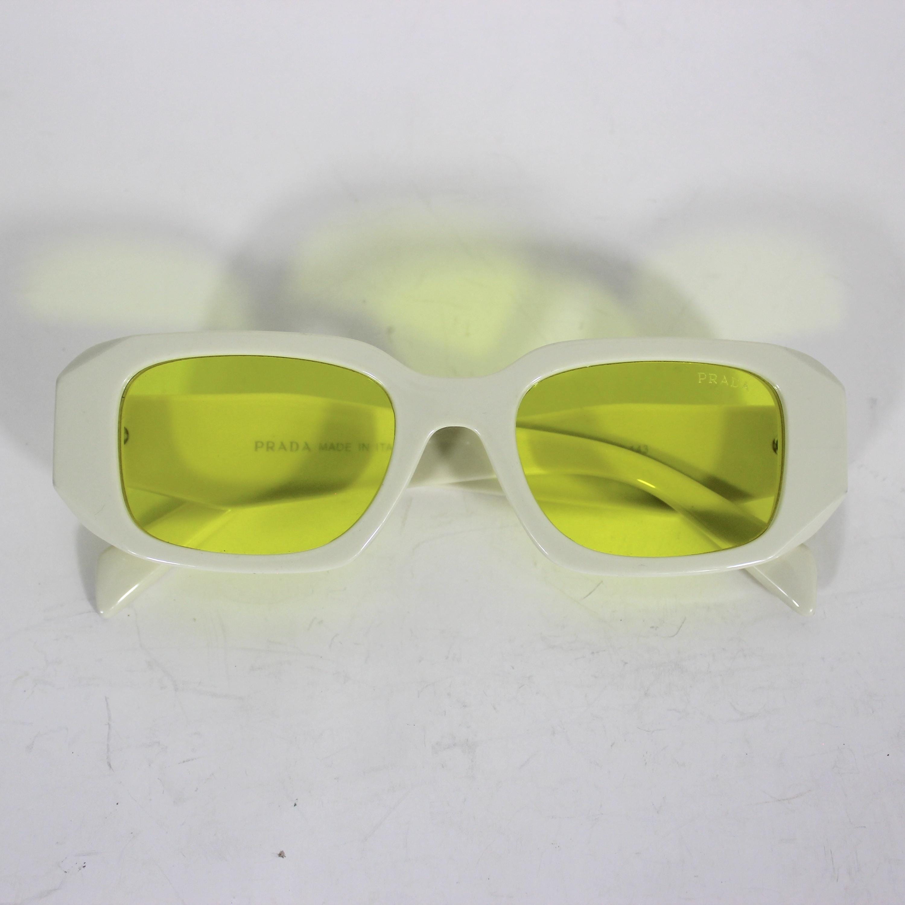 Vintage PRADA Milano Ecru Sunglasses With Yellow Lenses off 