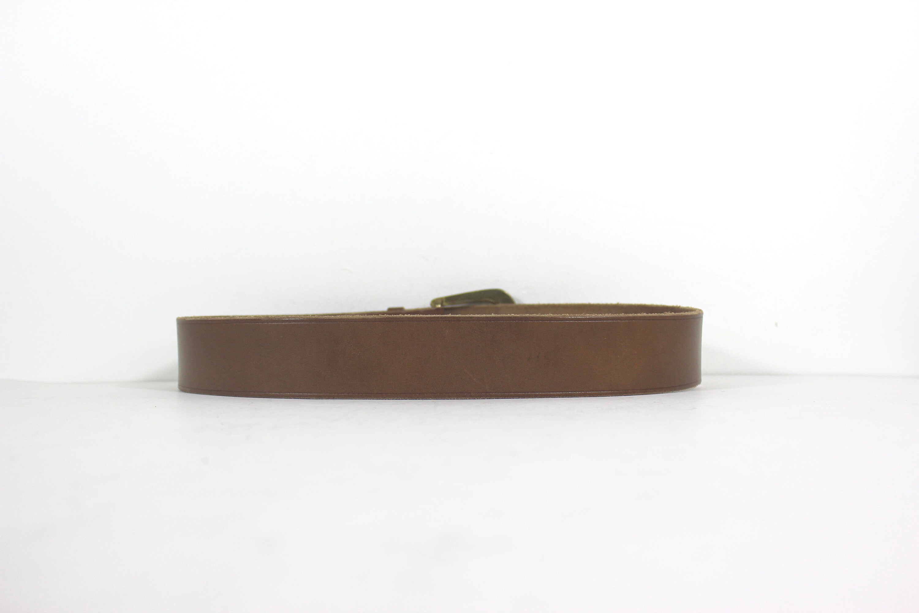 Lauren Ralph Lauren W Woven Belt Leather Accents Brass Buckle Small Tan Brown 28”-32” POLO RALPH LAUREN Wide Tan Leather Belt With a  main image 3