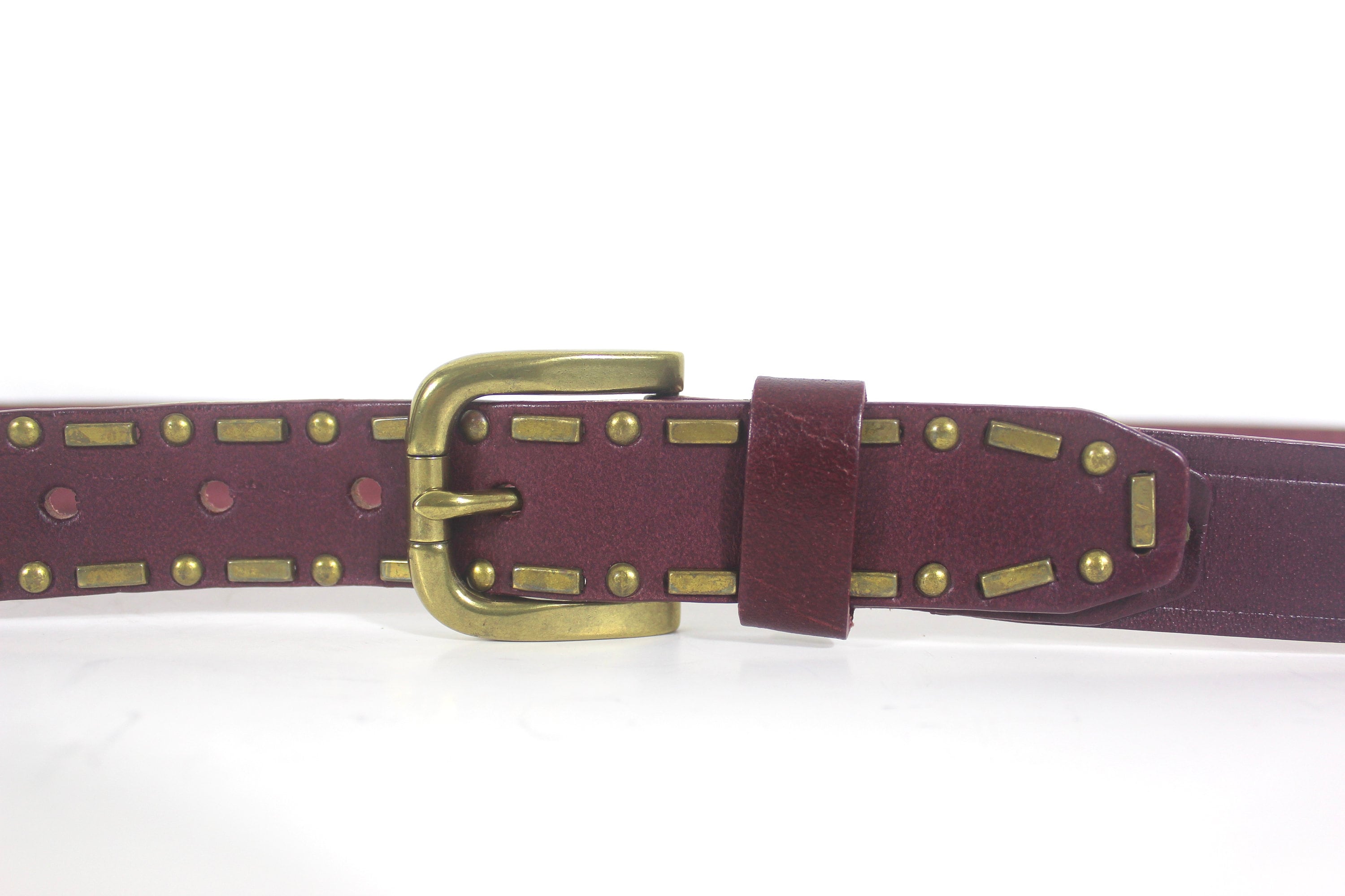 CALVIN KLEIN Moto Rhinestone Brass & Silver Stud/Buckle Black Leather Belt SZ XL Calvin Klein 3 Piece Men main image 4
