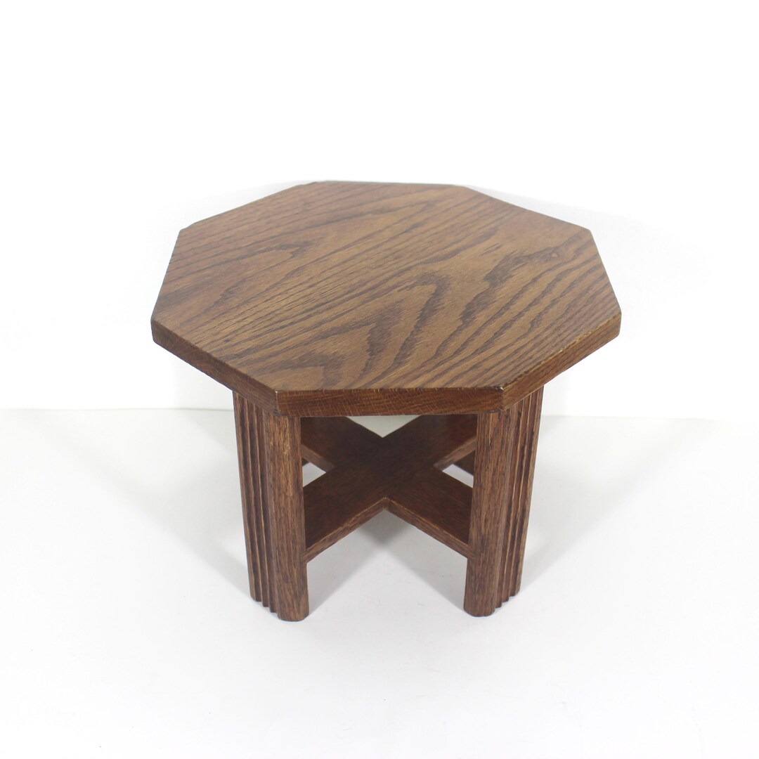 Octagonal Stool Vintage Oak Wood Octagonal Stool or Plant Stand - Etsy