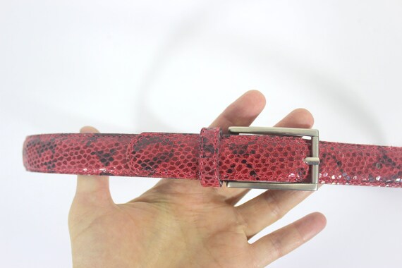 28”-32” Vintage Red Black Genuine Leather Snakesk… - image 4