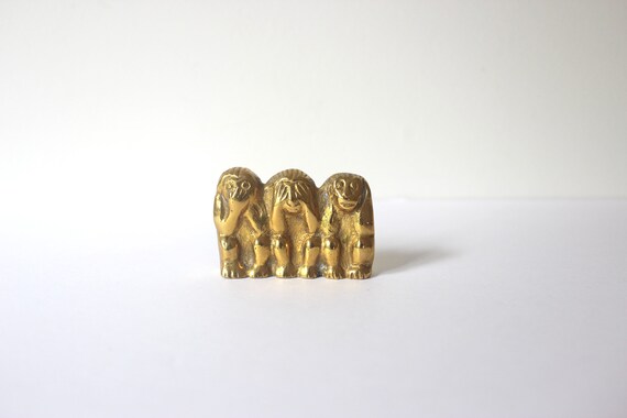 Three wise monkeys brass ornament Clearance