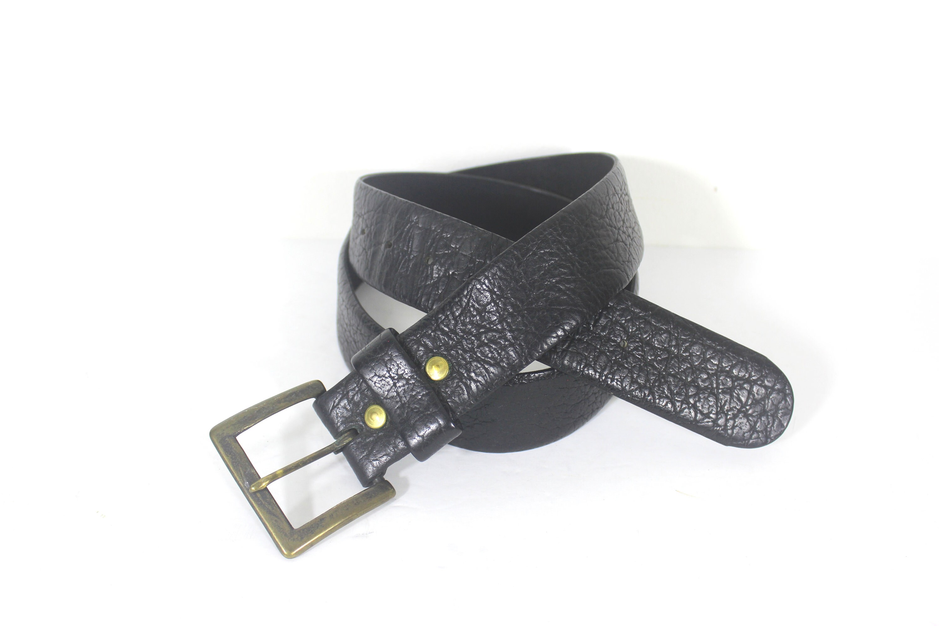 1940's-50's 35”-40” Vintage Wide Black Textured Leather Belt 1940's-50's 35”-40” Vintage Wide Black Textured Leather Belt
