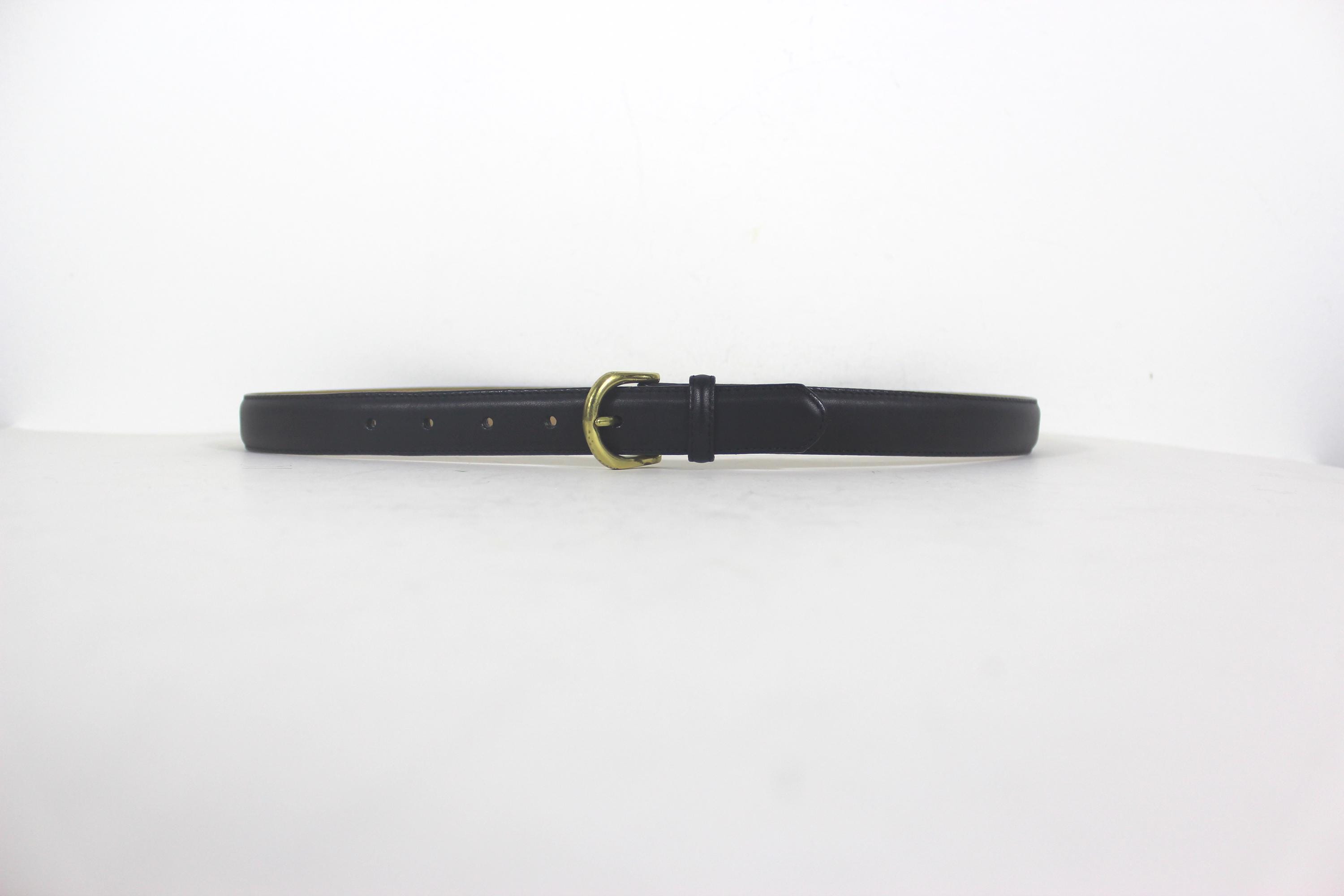 Black Leather Belt with Gold D-Ring Hardware Total length 36” Classic Ring Hardware Leather Belt in Black main image 4