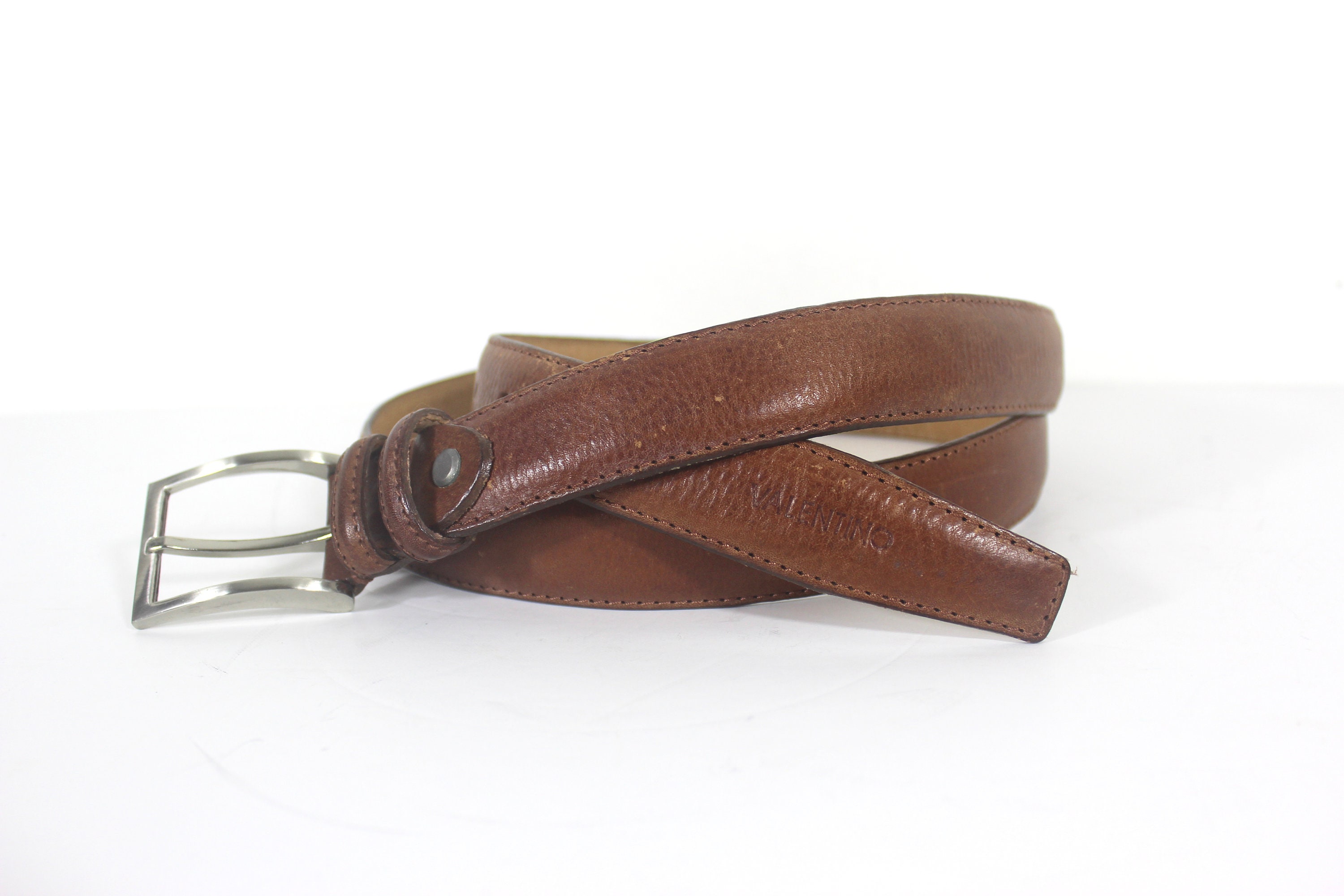 41”-45” Vintage VALENTINO Italian Tan Leather Belt With