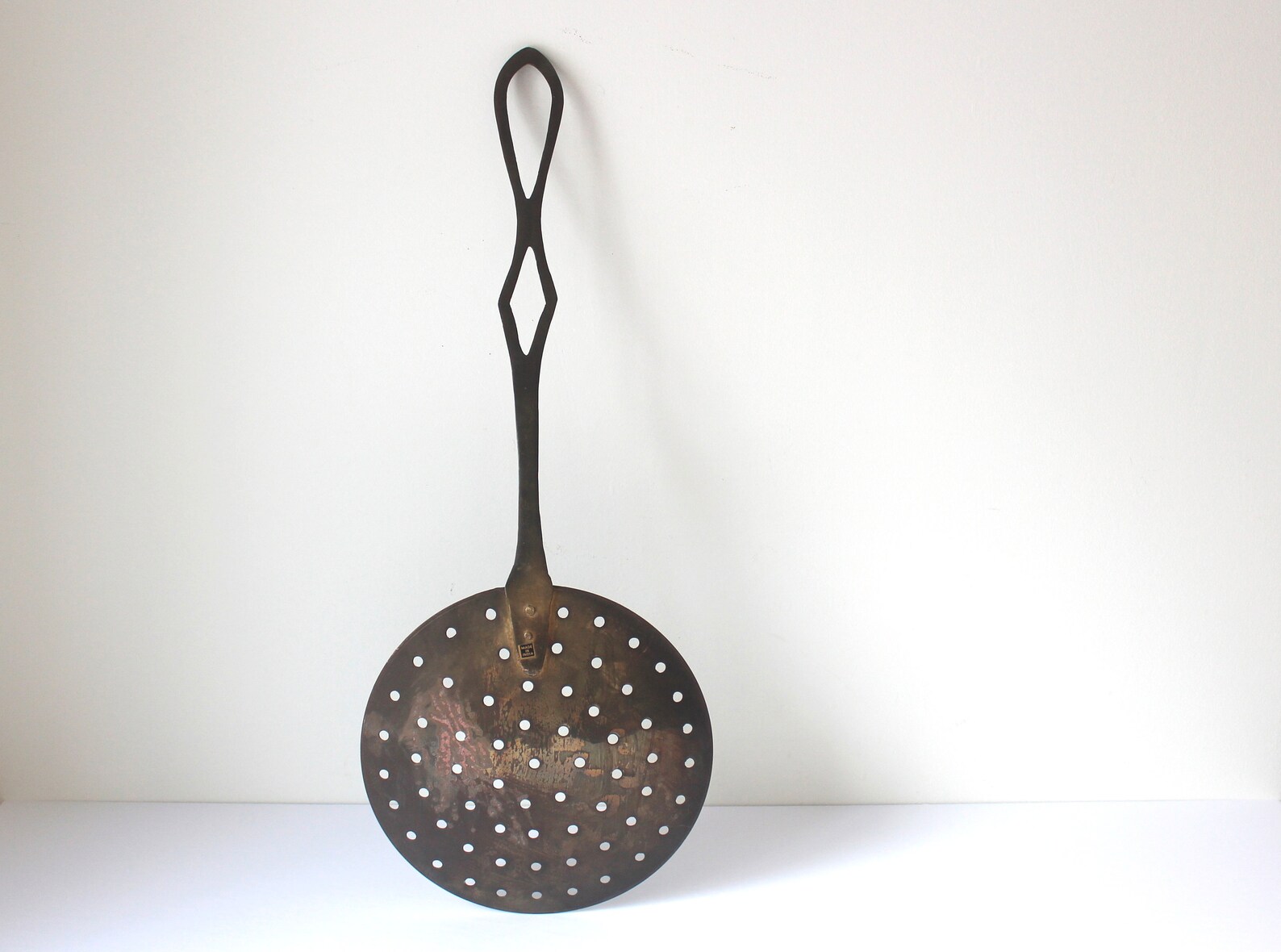 Large Brass Spoon Strainer Spoon With Holes Vintage Etsy