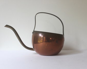 Small Vintage Copper & Brass Watering Can for Indoor Plants, Jungalow, Plantaholic, Shelf Styling, Functional Art, Gardener Gift, Patina