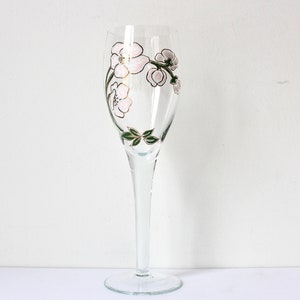 One Vintage Perrier Jouet Painted Champagne Glass, Single Flute, French Glassware, Pink White Gold, Celebrate Toasting, Wedding Replacement