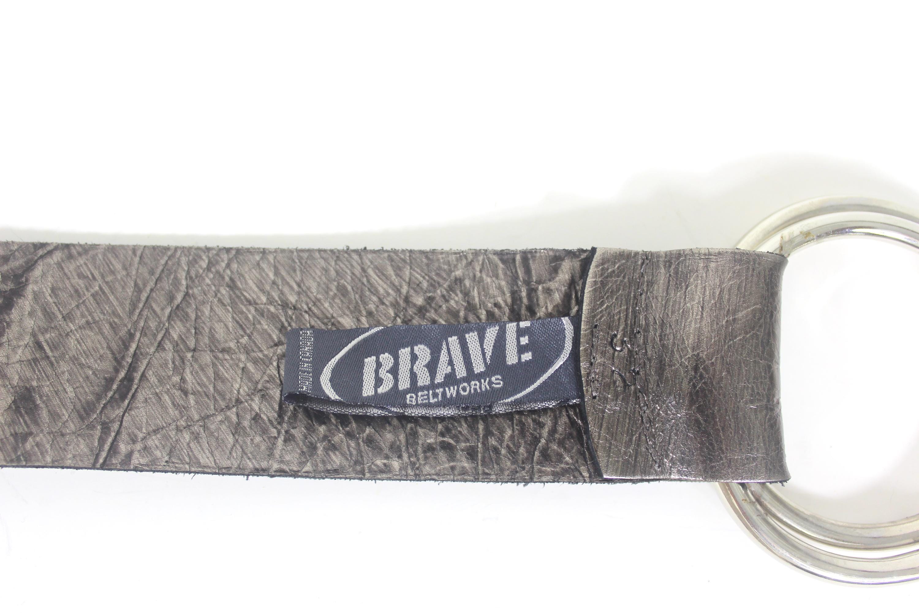 BRAVE Beltworks Chunky Silver Braided Leather Belt Size 34 Y2K Chunky Silver Braided Belt (M) – Holy Thrift main image 4