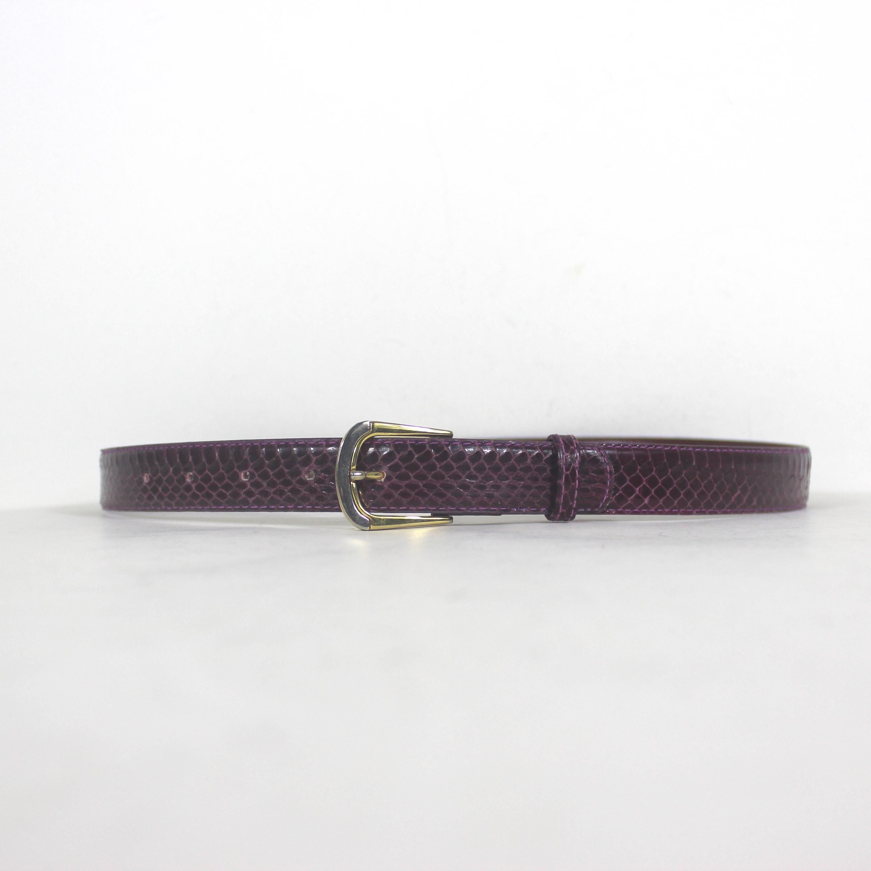 Vintage 80’s Purple Leather and Belt With a Black Snakeskin Buckle 27”-31” 80 main image 3