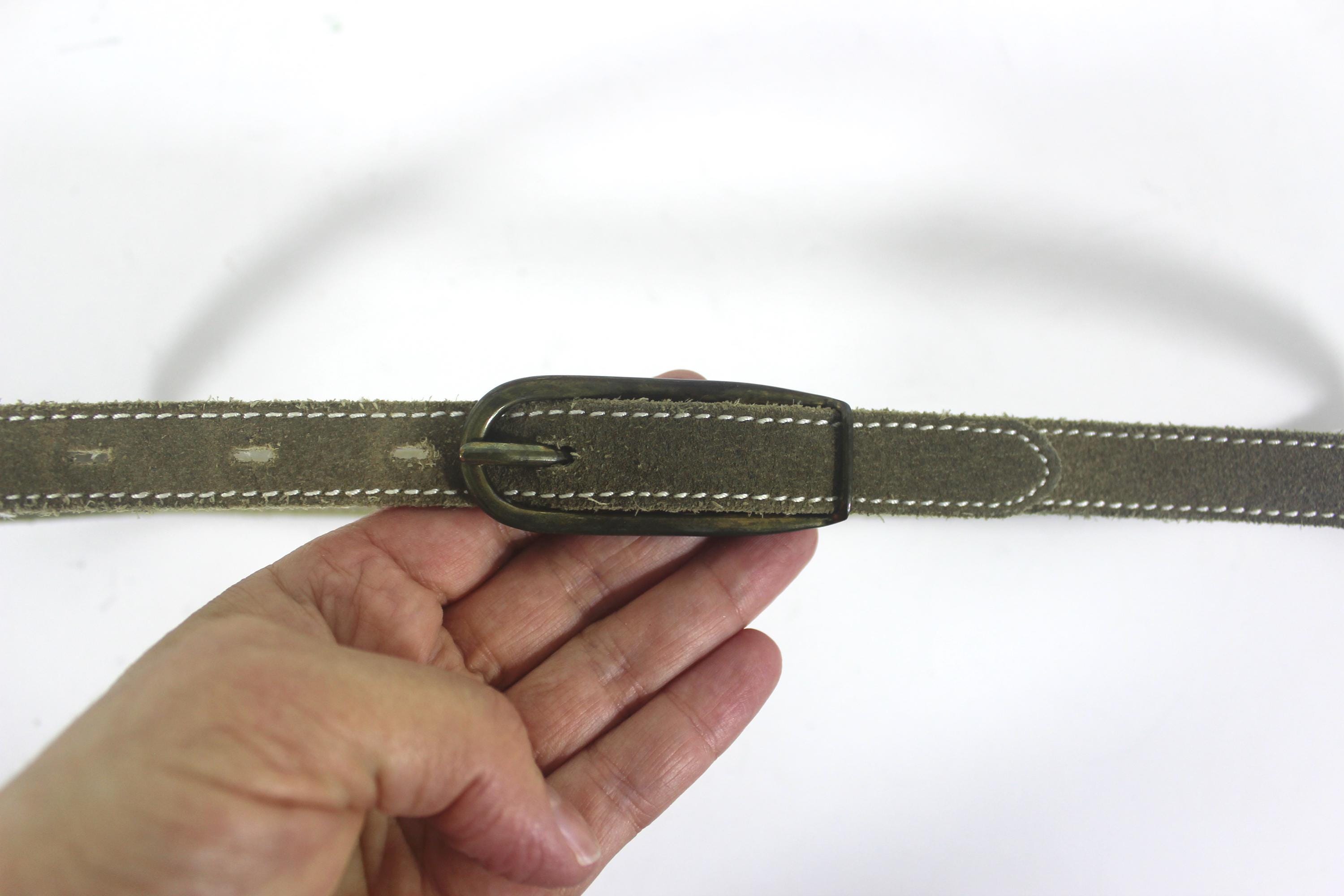 29”-33” Skinny Green Suede Vintage Belt With Accent  display picture 2