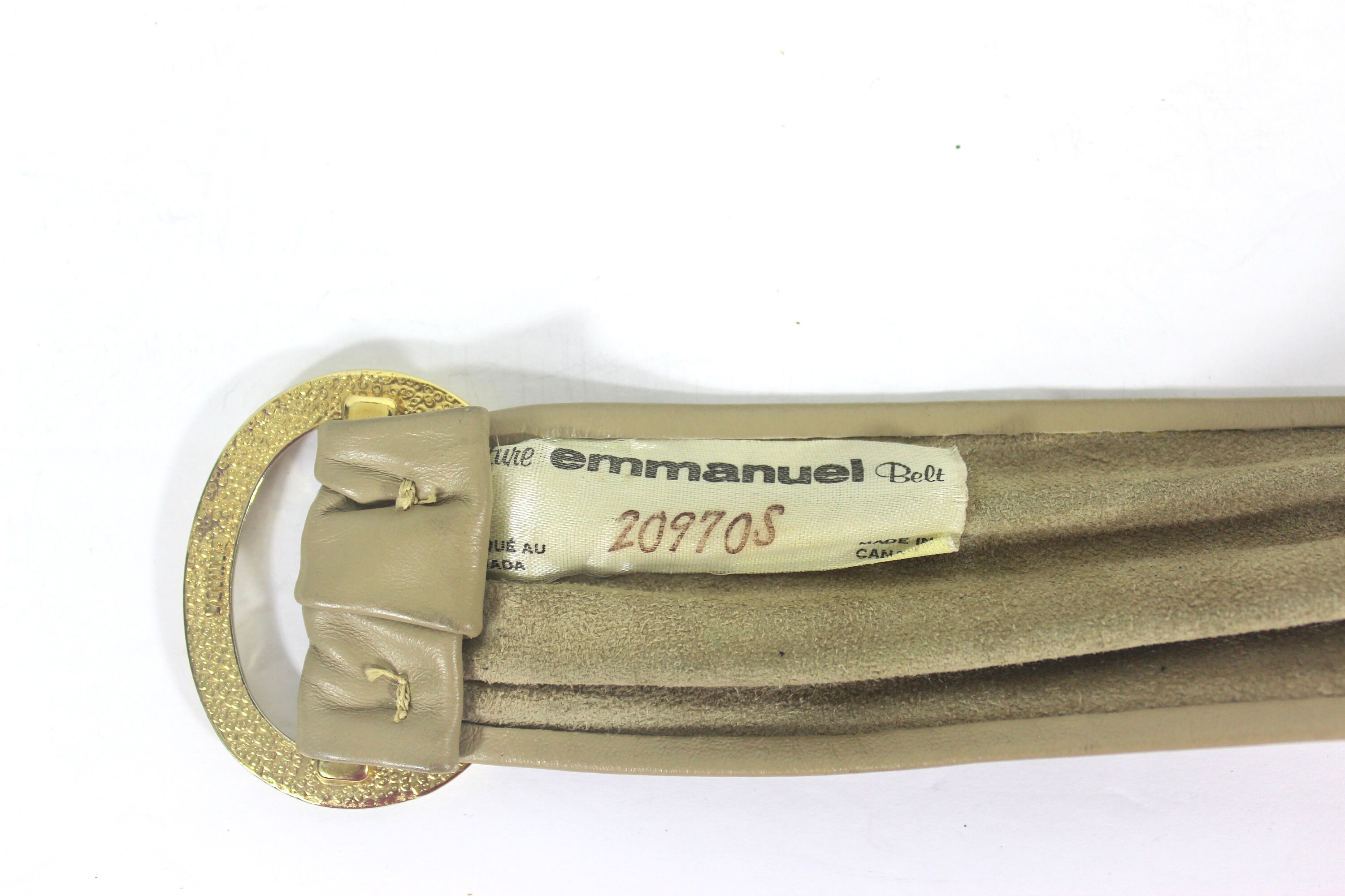 Vintage Beige Leather Wide Waist Belt Size S Classic Statement Accessory Vintage Beige Leather Wrap Belt Adjustable, Wide Thin  main image 2