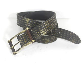 33”-37” ETIENNE AIGNER Croc Embossed Skinny Cream Leather  display picture 1