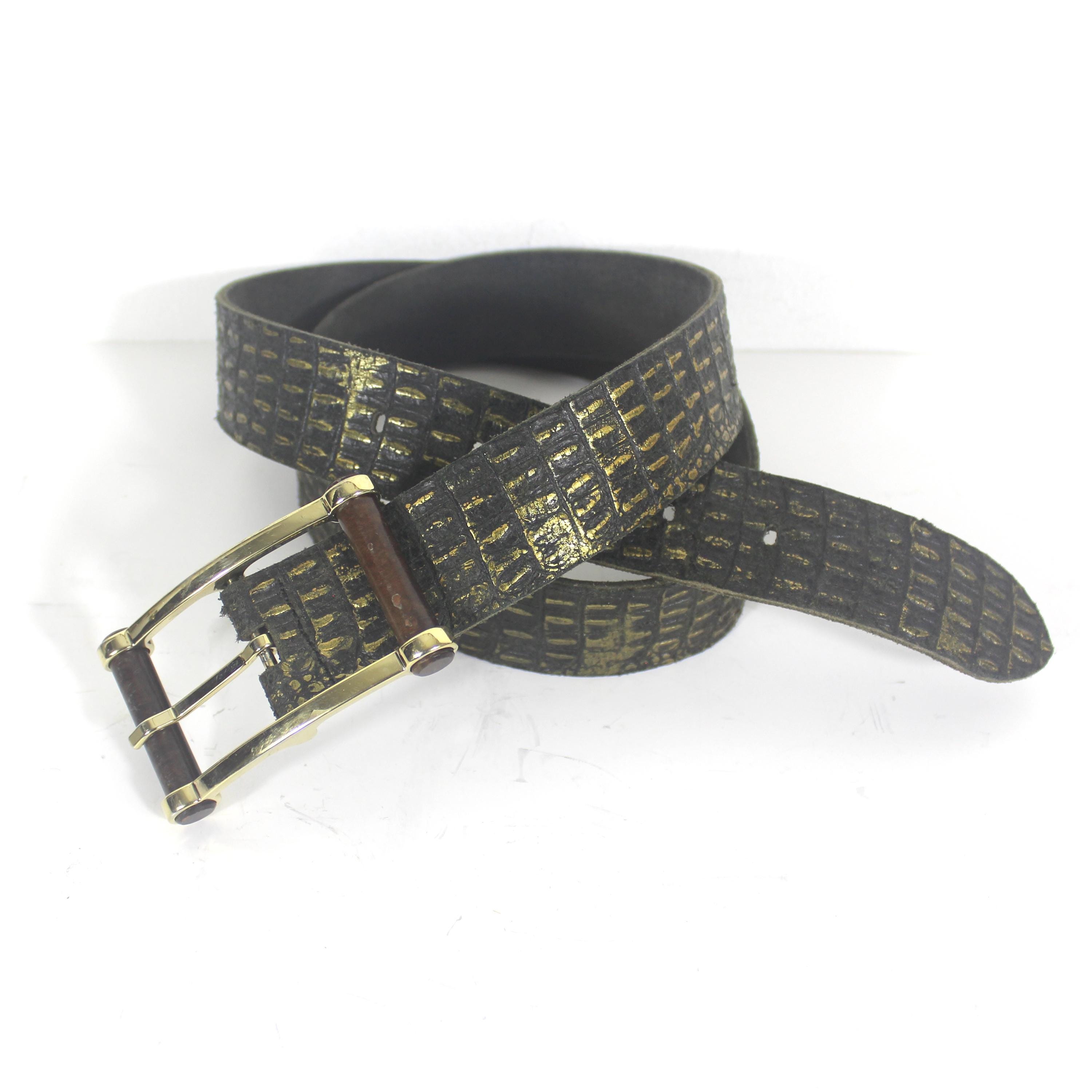 Vintage Hirdes of New Orleans Genuine Alligator Belt Brass Buckle Size 34 nothing says 1980s bad a$$ quite like an alligator belt with  main image 2