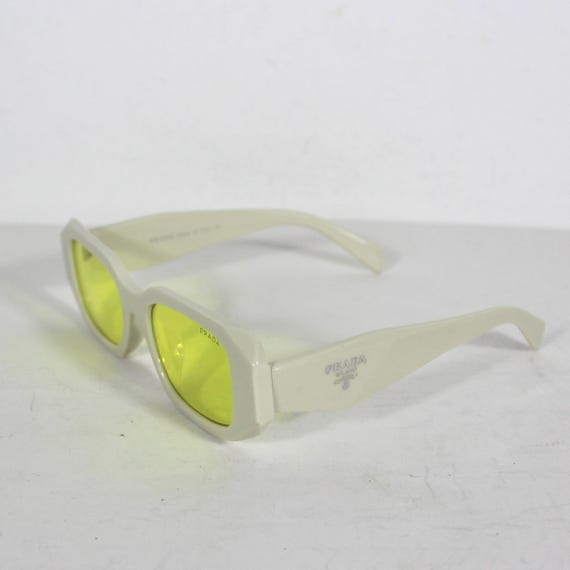 Vintage PRADA Milano Ecru Sunglasses With Yellow Lenses off White