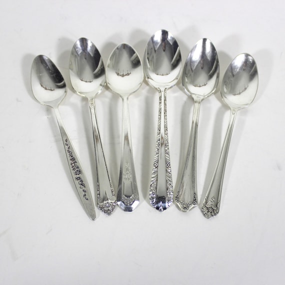 Curated Set of Silver Demitasse Small Spoons, Mismatched Vintage