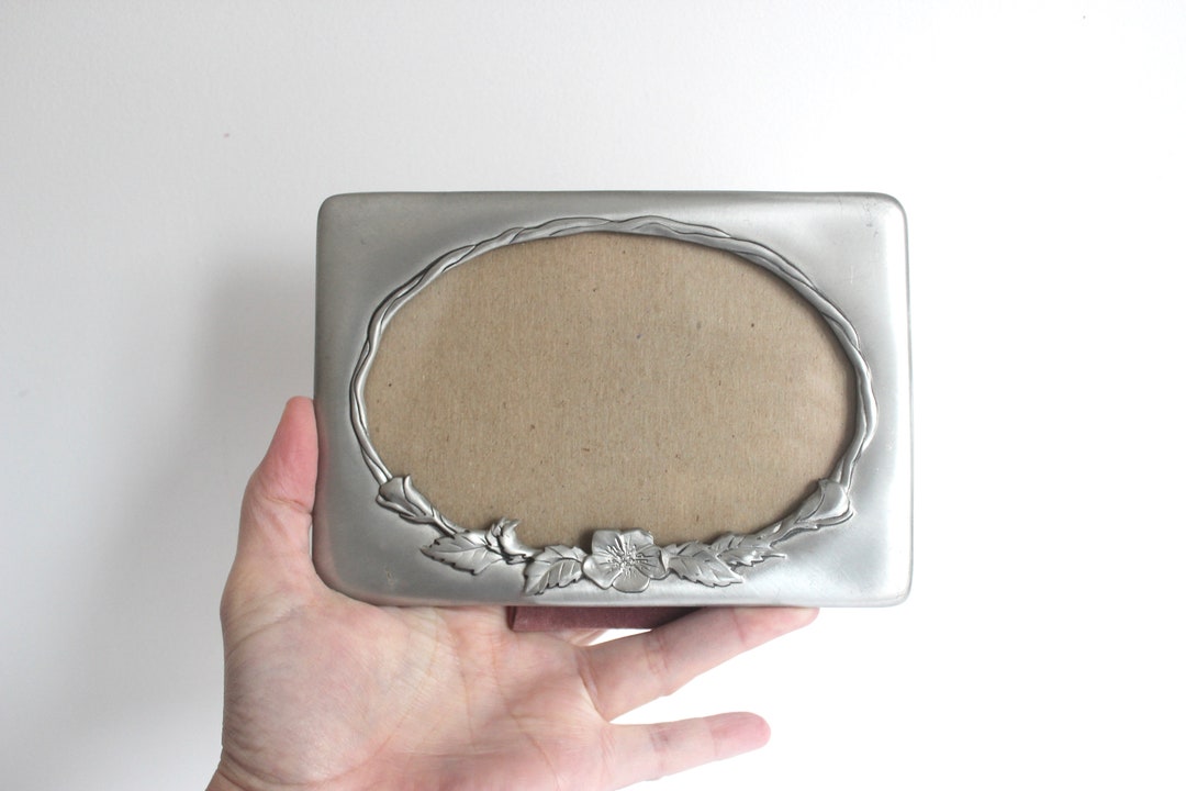 Small Vintage Oval Pewter Picture Frame 5.5 X 3.5 Seagull Etsy