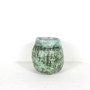 Vintage Textured Green Pottery Vase