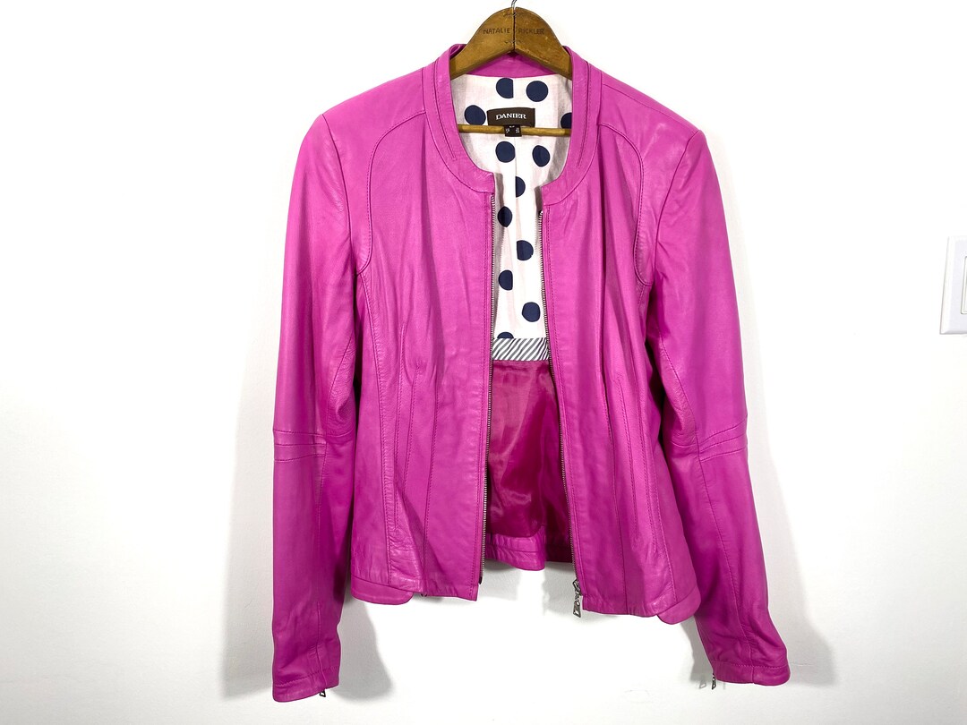 ジャケット・アウター 90s FRANCE-MADE Pink RAM Leather JKT 8 By YOOX LEATHER OVERSIZE BOXY BIKER JACKET | Pink Women's