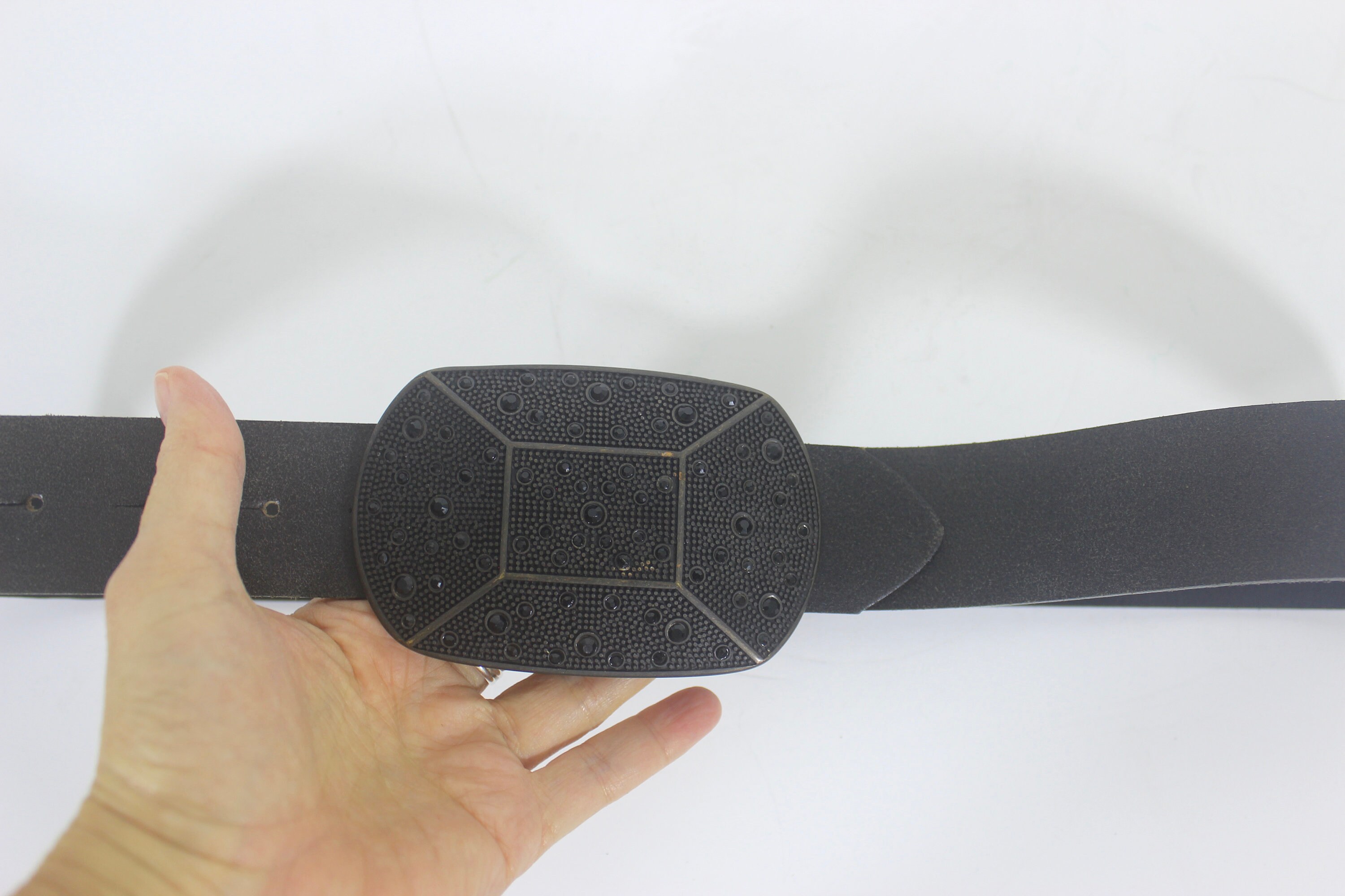 Belt Shak Black Italian Leather Slide Belt Silver Tone Weave Buckle Shyanne Women main image 4