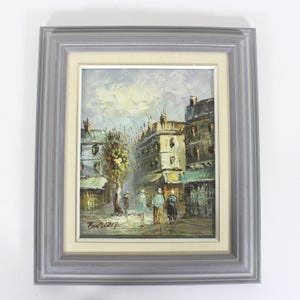 Caroline Burnett  1950’s Paris France Oil Painting, Framed, Small Original Art Signed Vintage European City Scene