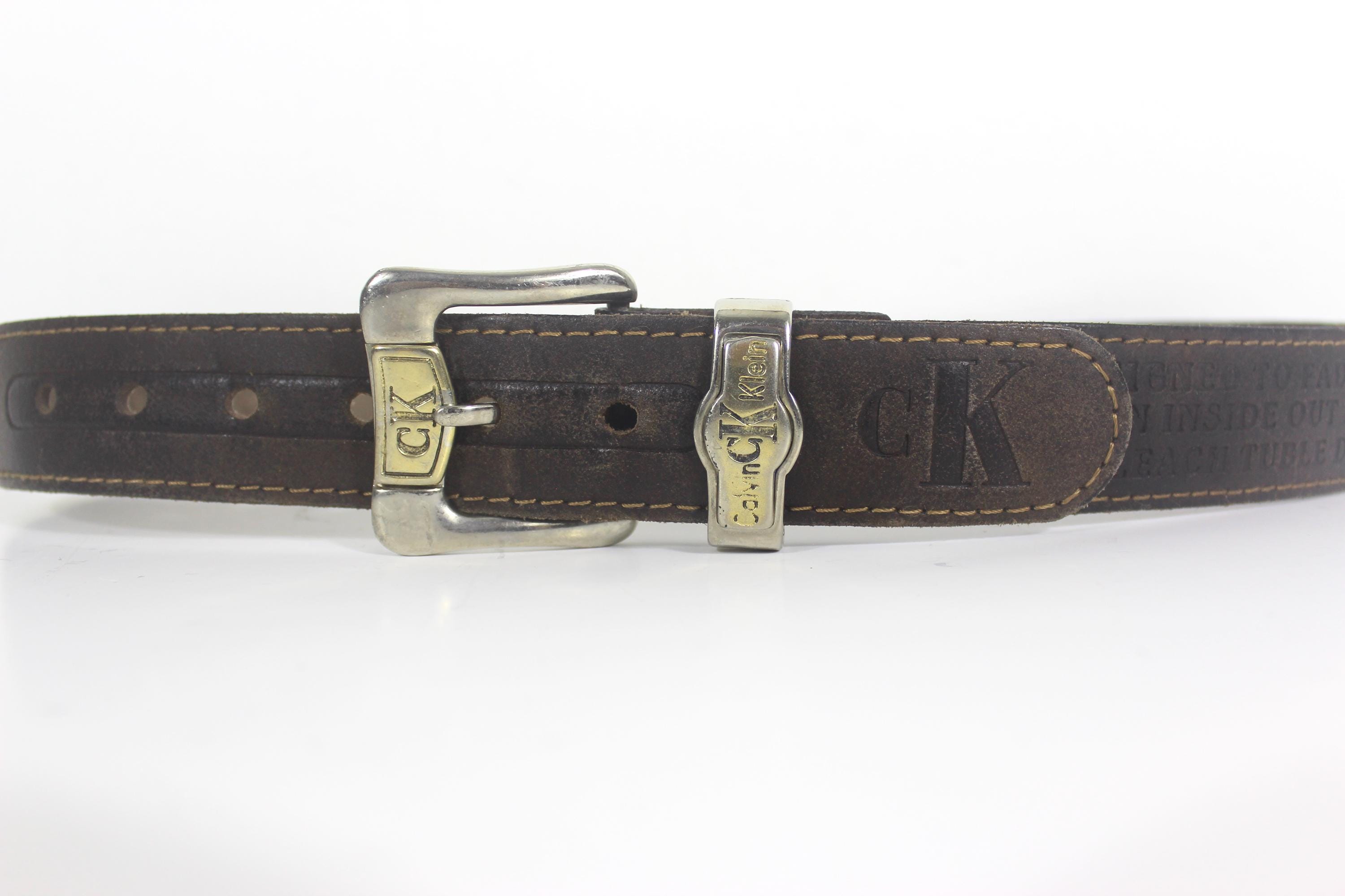 29”-34” CK Calvin Klein Jeans Belt Vintage Brown Leather 