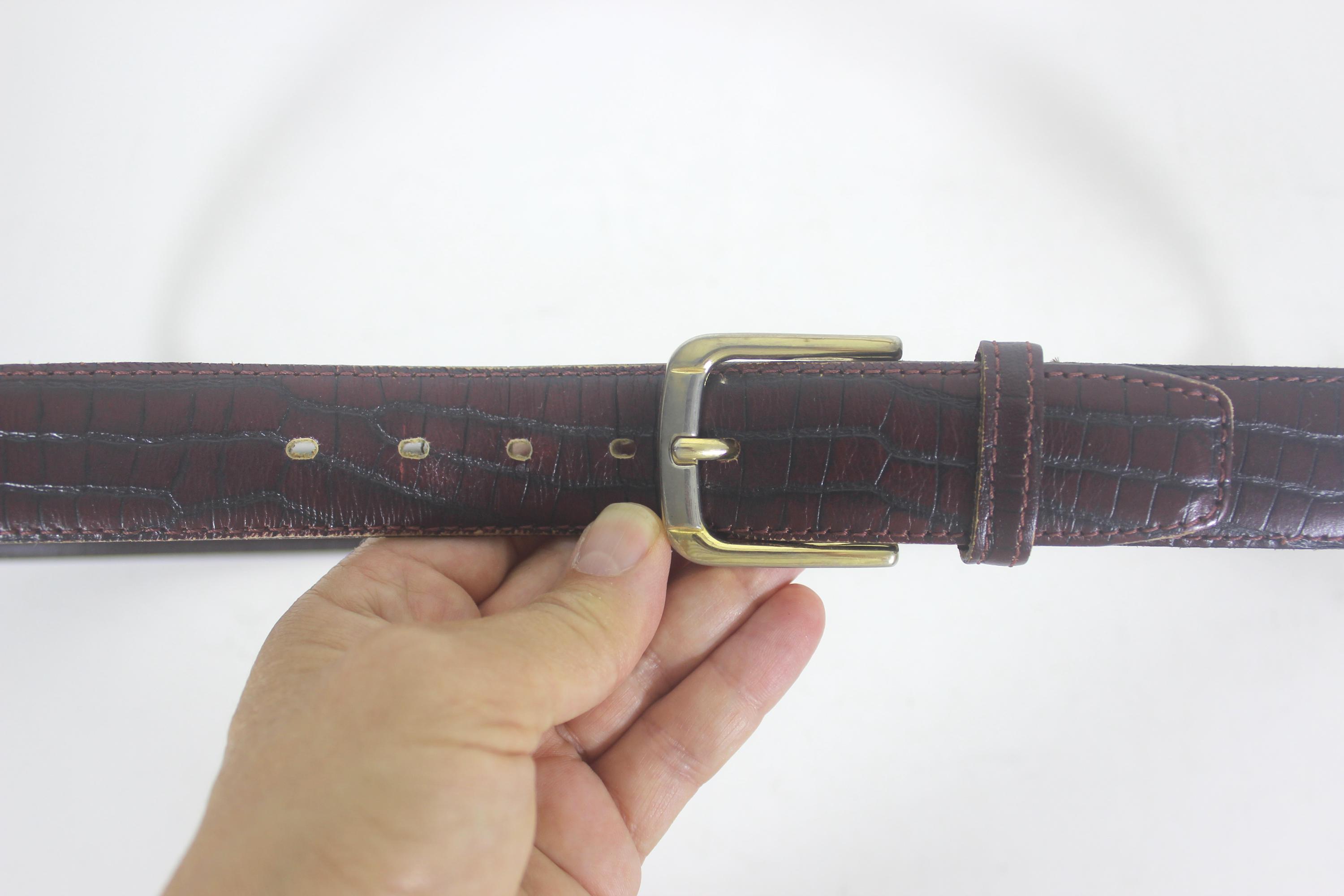 Vintage Hudson\'s of Indiana Patent Leather Belt Reddish Brown Croc Embossed 36 36”-39” Vintage Red / Brown Croc Embossed Leather Belt Men main image 3