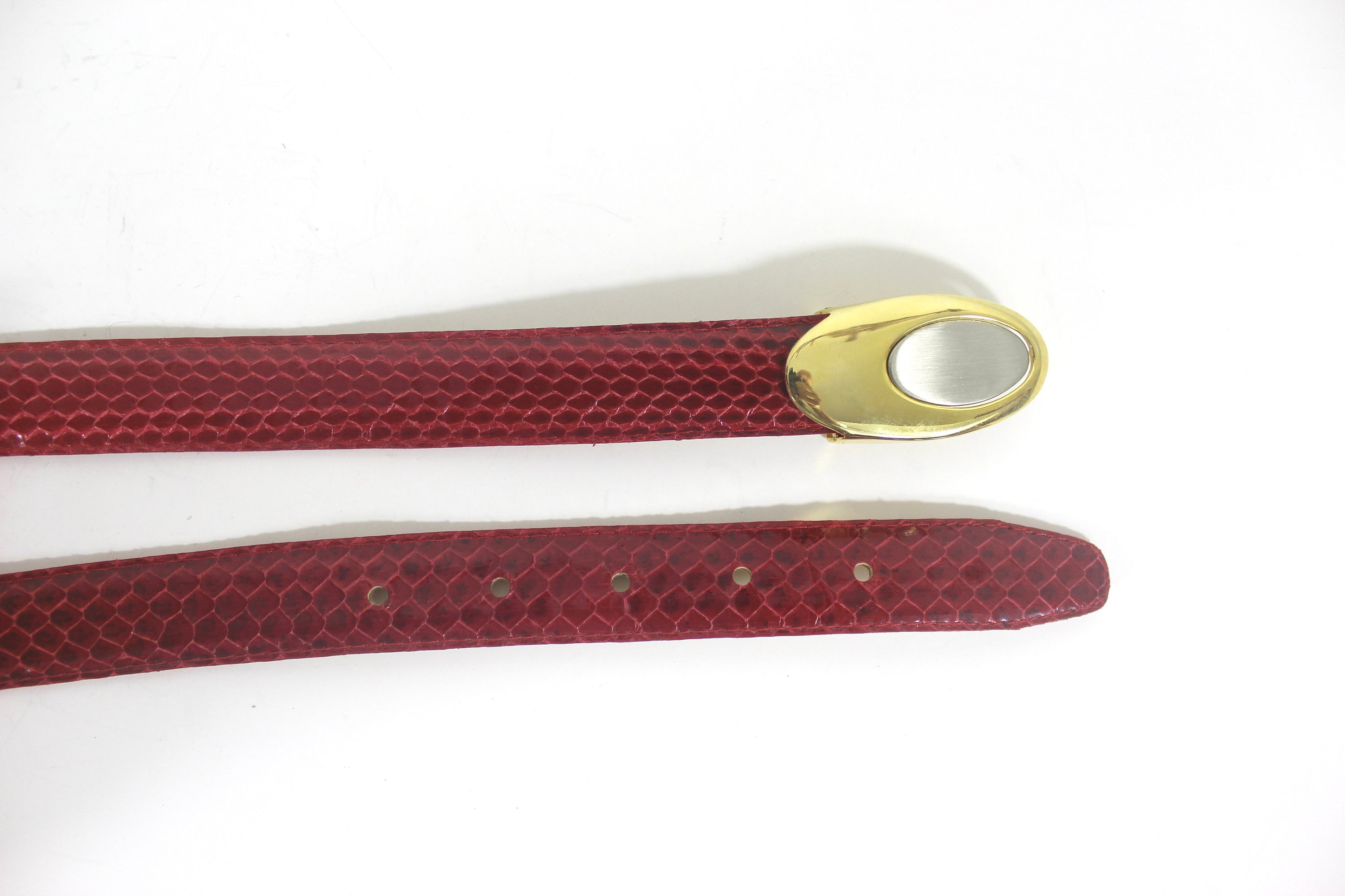 Vintage real Snakeskin belt, slim, gold hinges and buckle, red, M, 27-32, GUC Unbranded Snakeskin Red Belts for Women for sale | eBay main image 2