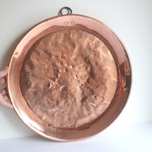 Large Hammered Copper Pan, Saucepan, Rustic Primitive Vintage, Country Kitchen, Farmhouse Decor, Heavy Patina, French Kitchen Décor