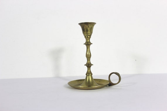 Vintage Single Solid Etched Brass Bell Taper Candle Holder Vintage Single Solid Etched Brass Bell Taper Candle Holder