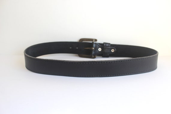 Vintage Smooth Thick Black Leather Belt, Size Med… - image 6