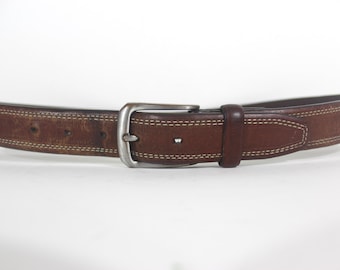 Vera Pelle Genuine Brown Leather Belt with Silver Buckle Vintage Vera Pelle Brown Leather Belt With Silver Prong  main image 3