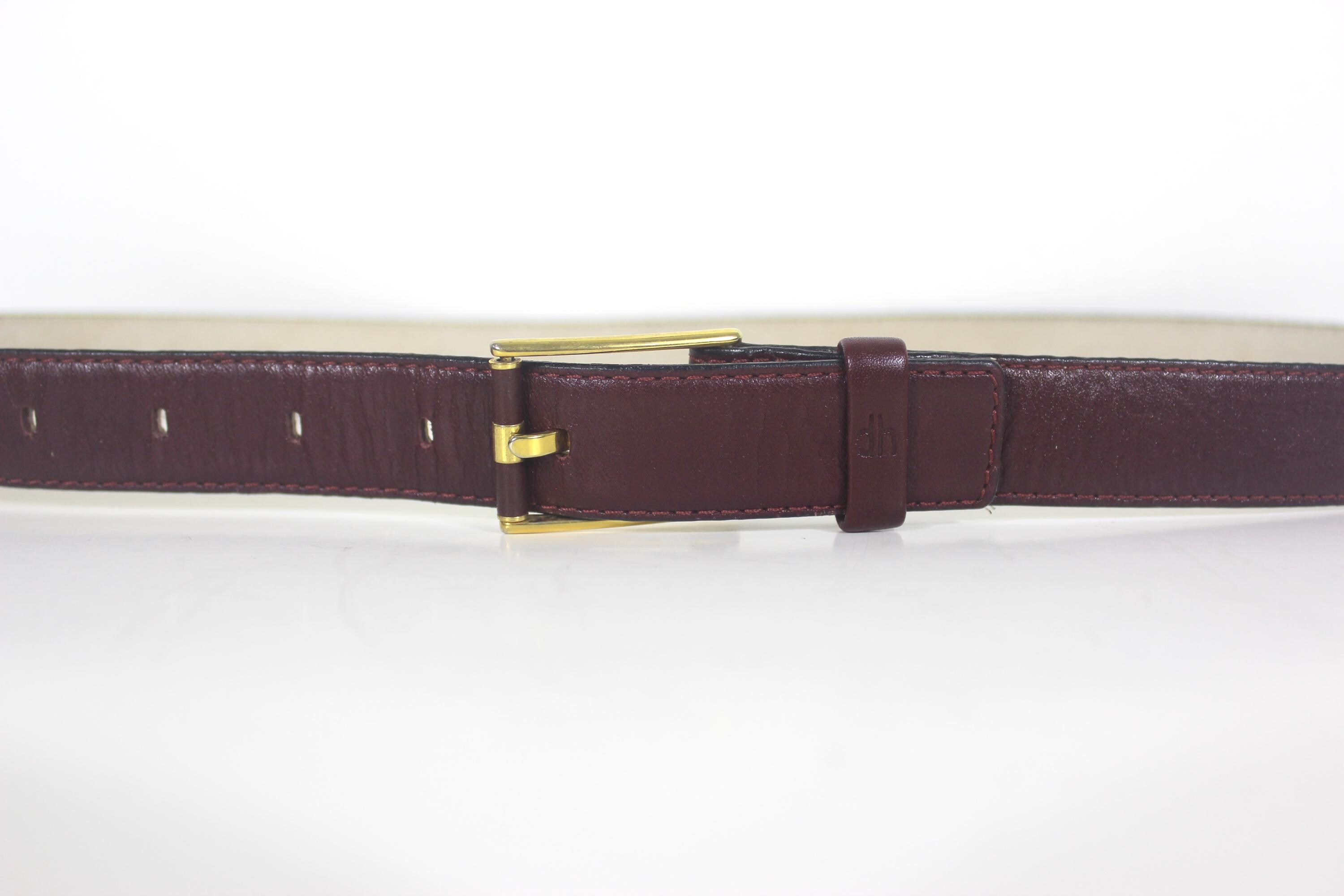 31”-35” Maroon or Burgundy Narrow Leather Belt With Leather and