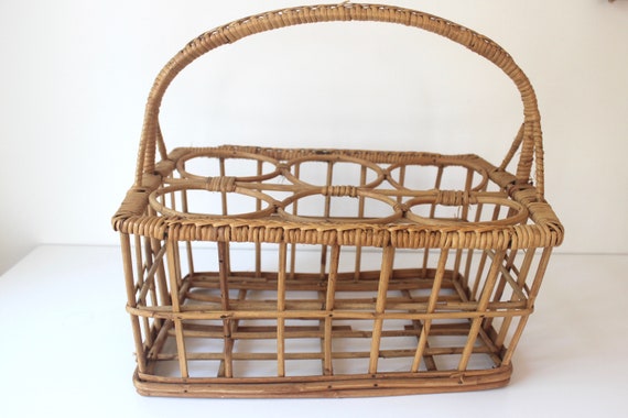Vintage Wicker Wine Carrying Basket, Rattan Wine … - image 7