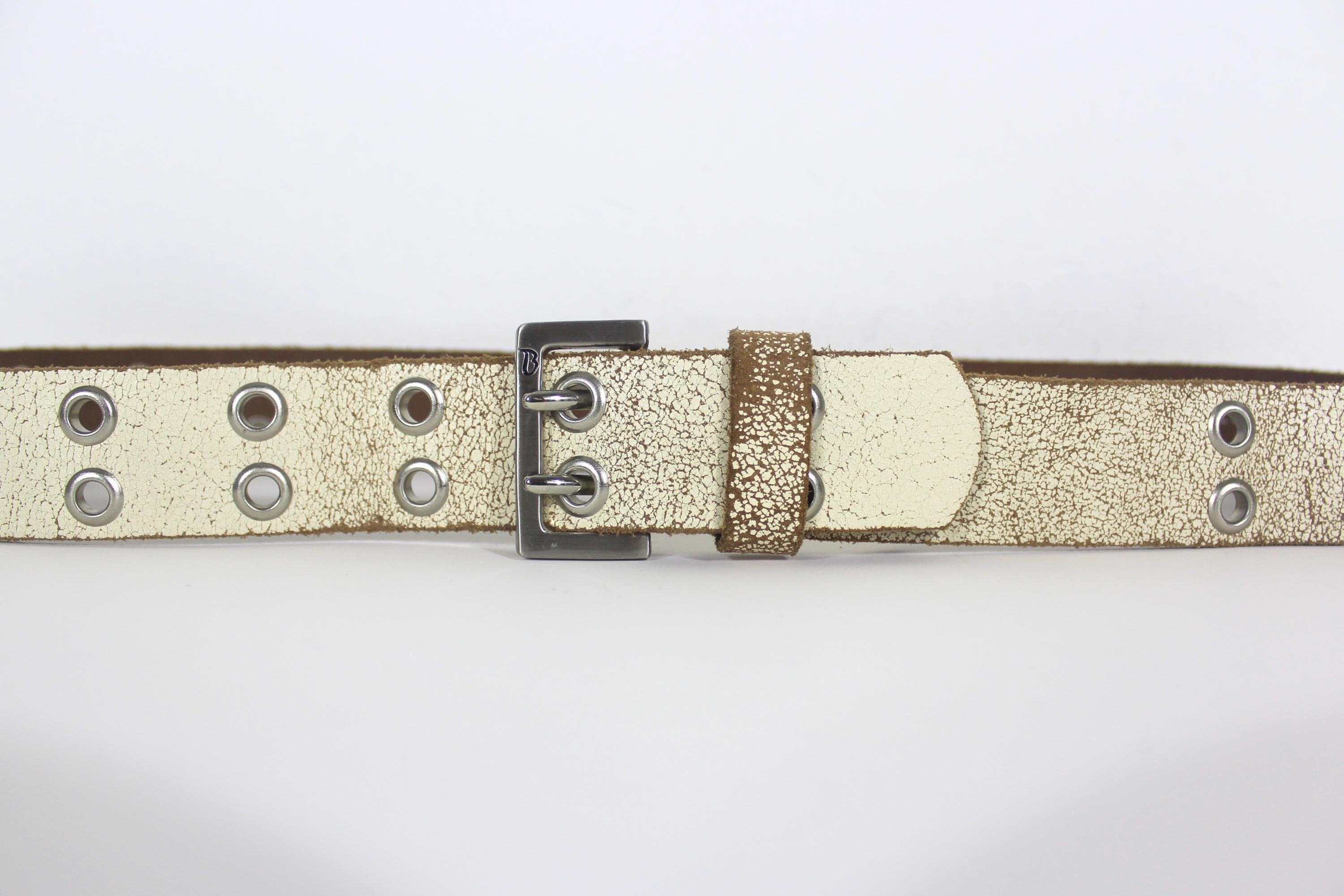 Vintage Cream Leather Belt - Etsy display picture 1