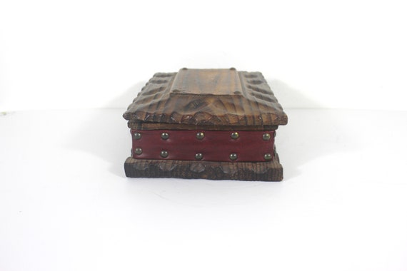 1970’s Wood and Faux Leather Box, Vintage Trinket… - image 5