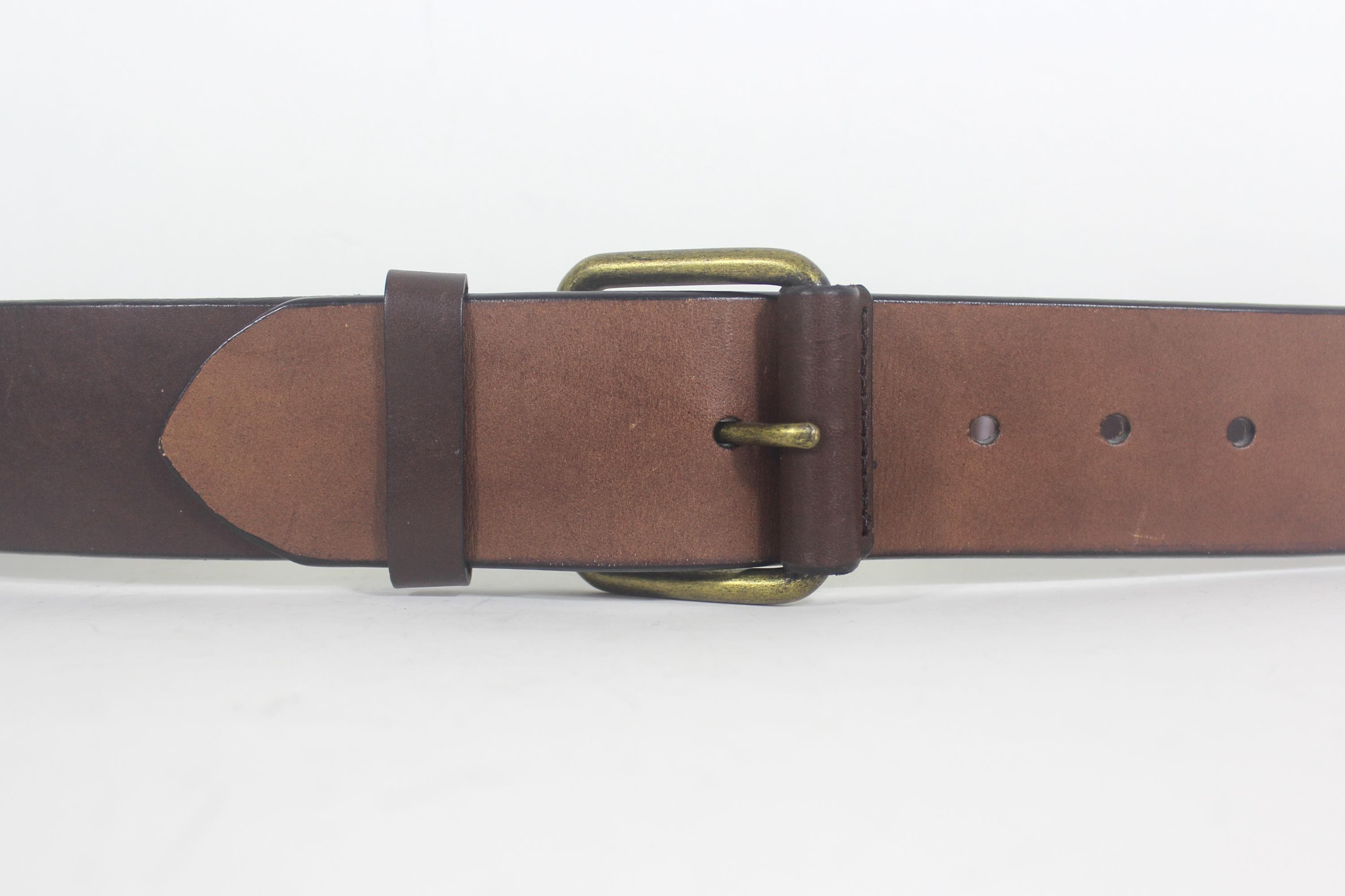 VINTAGE Brass BELT, Tri Color, 36 Inches. Artisan Handcrafted Antique Hand Dye Leather Belt - Cellar  main image 2