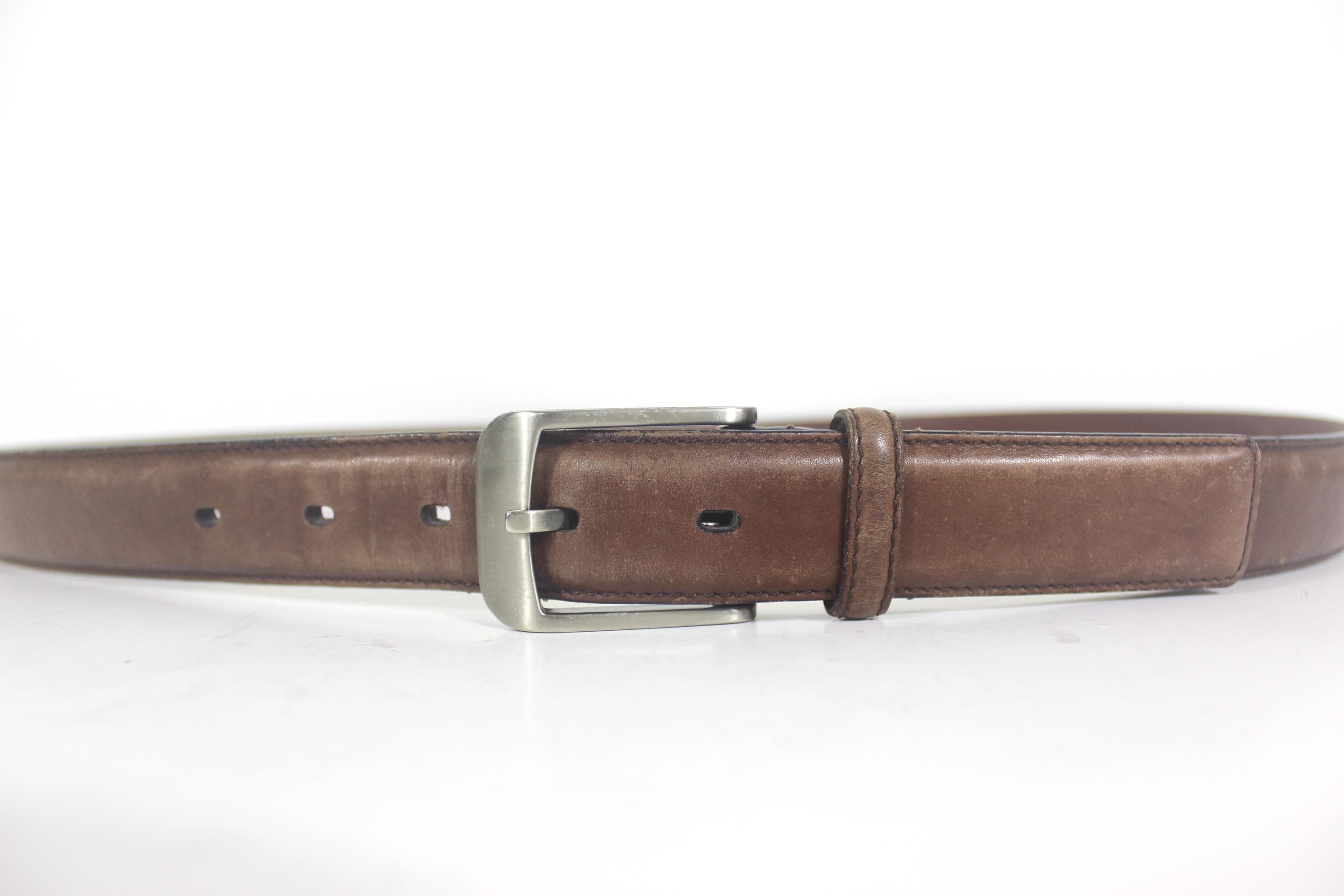 38”-42” Vintage PERRY ELLIS Distressed Tan Italian Calfskin  display picture 3