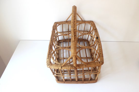 Vintage Wicker Wine Carrying Basket, Rattan Wine … - image 9