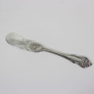 Art Nouveau Butter Spreader Knife Vintage Silver Plated Small, Antique Cocktail Server, Birks Food Blogger Floral