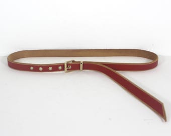 80s 90s Genuine Snakeskin Burgundy Skinny Slim Leather  display picture 1