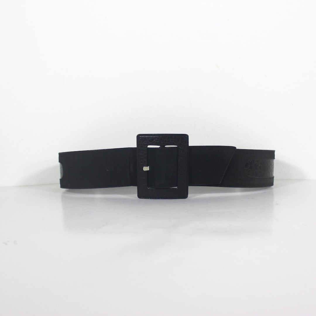 31”-34” Vintage Wide Black Suede and Croc Embossed Top Grain  display picture 3