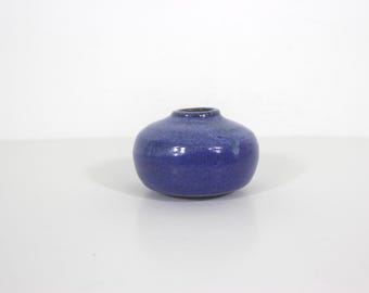 Vintage Signed Studio Pottery Small Bud Vase Blue